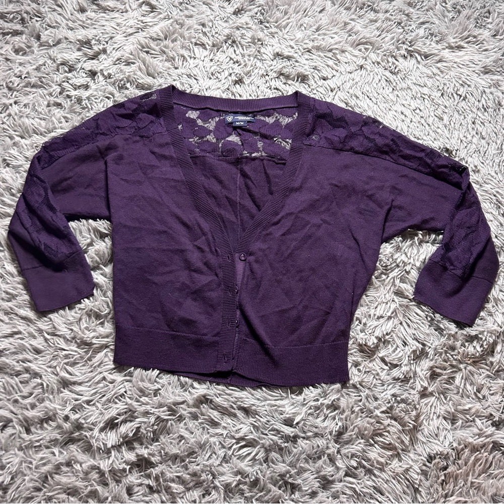 American Eagle Purple Lace Cardigan